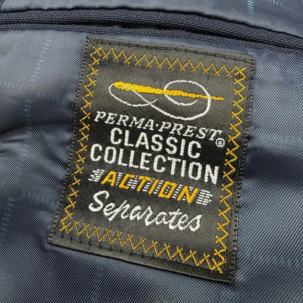 Vintage Perma-Prest Blazer Mens 46 Long Navy Gold Buttons USA Classic Collection